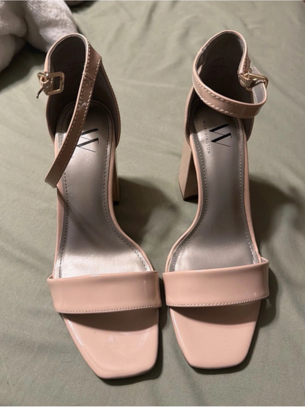 Worthington Blush Nude Ankle-Strap Block Heels